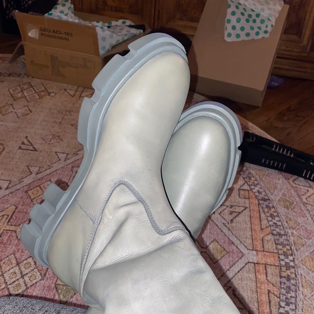 Free People Cream Combat Boots